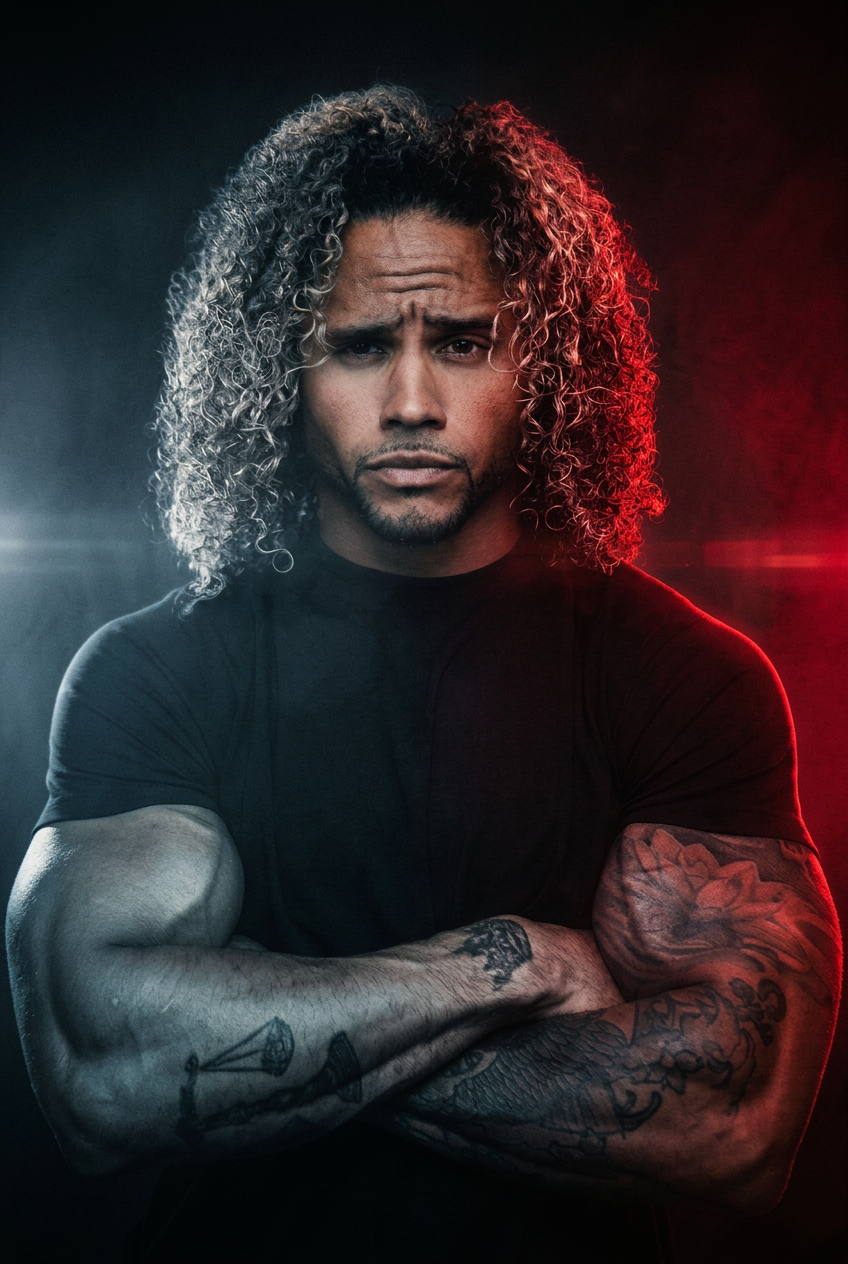 Cinematic athlete portrait with infrared red lighting